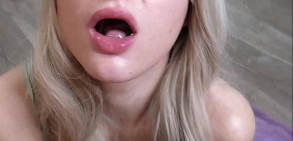  Sexy Blonde Sensual Sucks Big Dick and Licks Balls to Cum in Mouth